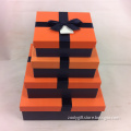 Orange Matched Storage Box Set with Decorated Design Ribbon